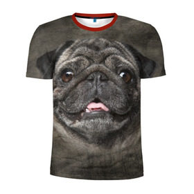 Мужская футболка 3D спортивная с принтом Мопс , 100% полиэстер с улучшенными характеристиками | приталенный силуэт, круглая горловина, широкие плечи, сужается к линии бедра | Тематика изображения на принте: животное | мопс | порода | собака