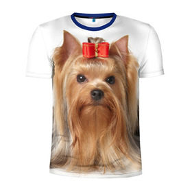 Мужская футболка 3D спортивная с принтом Йоркширский терьер , 100% полиэстер с улучшенными характеристиками | приталенный силуэт, круглая горловина, широкие плечи, сужается к линии бедра | животное | йоркширский терьер | порода | собака