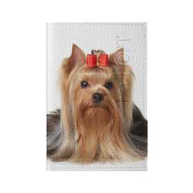 Обложка для паспорта матовая кожа с принтом Йоркширский терьер , натуральная матовая кожа | размер 19,3 х 13,7 см; прозрачные пластиковые крепления | Тематика изображения на принте: животное | йоркширский терьер | порода | собака