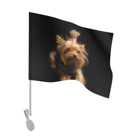 Флаг для автомобиля с принтом Йоркширский терьер , 100% полиэстер | Размер: 30*21 см | животное | йоркширский терьер | порода | собака