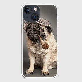 Чехол для iPhone 13 mini с принтом Мопс в кепке ,  |  | животное | мопс | порода | собака