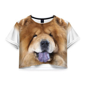 Женская футболка 3D укороченная с принтом Чау-чау , 100% полиэстер | круглая горловина, длина футболки до линии талии, рукава с отворотами | животное | порода | собака | чау чау