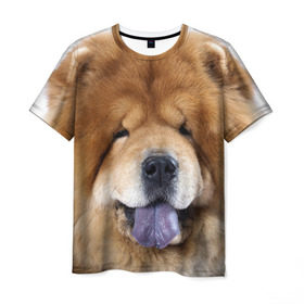 Мужская футболка 3D с принтом Чау-чау , 100% полиэфир | прямой крой, круглый вырез горловины, длина до линии бедер | Тематика изображения на принте: животное | порода | собака | чау чау