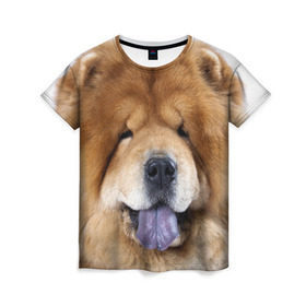 Женская футболка 3D с принтом Чау-чау , 100% полиэфир ( синтетическое хлопкоподобное полотно) | прямой крой, круглый вырез горловины, длина до линии бедер | животное | порода | собака | чау чау