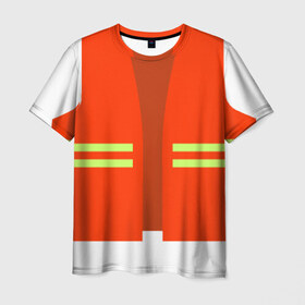 Мужская футболка 3D с принтом Жилет безопасности , 100% полиэфир | прямой крой, круглый вырез горловины, длина до линии бедер | 