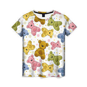 Женская футболка 3D с принтом Медвежата , 100% полиэфир ( синтетическое хлопкоподобное полотно) | прямой крой, круглый вырез горловины, длина до линии бедер | 14 февраля | bears | teddy | валентин | день святого валентина | игрушки | медведи | милый | мимими | мишка | мишки | подарки | подарок | подарок девушке | подарок парню | тедди