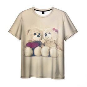 Мужская футболка 3D с принтом Love teddy bears , 100% полиэфир | прямой крой, круглый вырез горловины, длина до линии бедер | 14 февраля | bears | teddy | валентин | день святого валентина | игрушки | медведи | милый | мимими | мишка | мишки | подарки | подарок | подарок девушке | подарок парню | тедди