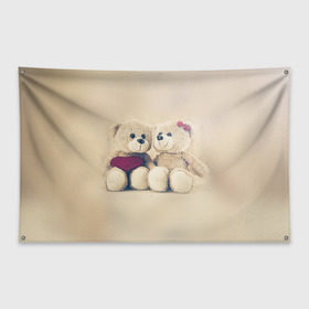 Флаг-баннер с принтом Love teddy bears , 100% полиэстер | размер 67 х 109 см, плотность ткани — 95 г/м2; по краям флага есть четыре люверса для крепления | 14 февраля | bears | teddy | валентин | день святого валентина | игрушки | медведи | милый | мимими | мишка | мишки | подарки | подарок | подарок девушке | подарок парню | тедди