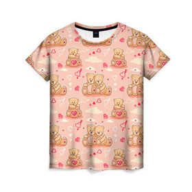 Женская футболка 3D с принтом Love Teddies , 100% полиэфир ( синтетическое хлопкоподобное полотно) | прямой крой, круглый вырез горловины, длина до линии бедер | 14 февраля | bears | teddy | валентин | день святого валентина | игрушки | медведи | милый | мимими | мишка | мишки | подарки | подарок | подарок девушке | подарок парню | тедди
