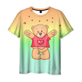 Мужская футболка 3D с принтом Funny Bear , 100% полиэфир | прямой крой, круглый вырез горловины, длина до линии бедер | 14 февраля | bears | teddy | валентин | день святого валентина | игрушки | медведи | милый | мимими | мишка | мишки | подарки | подарок | подарок девушке | подарок парню | тедди