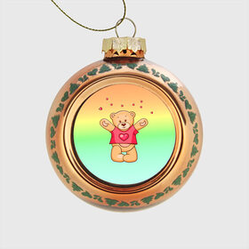 Стеклянный ёлочный шар с принтом Funny Bear , Стекло | Диаметр: 80 мм | 14 февраля | bears | teddy | валентин | день святого валентина | игрушки | медведи | милый | мимими | мишка | мишки | подарки | подарок | подарок девушке | подарок парню | тедди