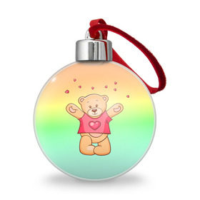 Ёлочный шар с принтом Funny Bear , Пластик | Диаметр: 77 мм | 14 февраля | bears | teddy | валентин | день святого валентина | игрушки | медведи | милый | мимими | мишка | мишки | подарки | подарок | подарок девушке | подарок парню | тедди