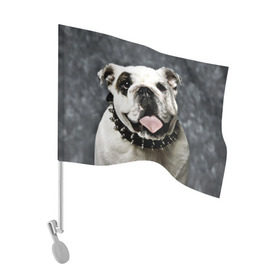 Флаг для автомобиля с принтом Английский бульдог , 100% полиэстер | Размер: 30*21 см | животное | порода | собака | французский бульдог