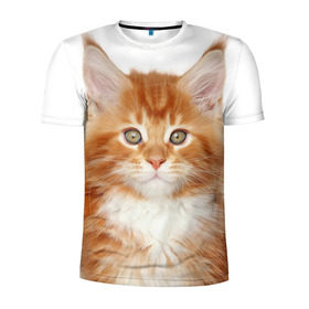 Мужская футболка 3D спортивная с принтом Рыжий котенок , 100% полиэстер с улучшенными характеристиками | приталенный силуэт, круглая горловина, широкие плечи, сужается к линии бедра | Тематика изображения на принте: животное | порода | рыжий котенок