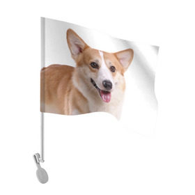 Флаг для автомобиля с принтом Пемброк-вельш-корги , 100% полиэстер | Размер: 30*21 см | животное | пемброк вельш корги | порода | собака