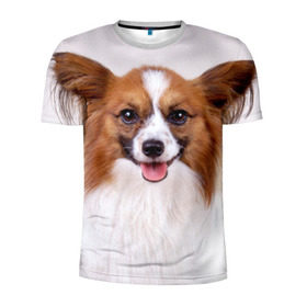 Мужская футболка 3D спортивная с принтом Папийон , 100% полиэстер с улучшенными характеристиками | приталенный силуэт, круглая горловина, широкие плечи, сужается к линии бедра | животное | папийон | порода | собака