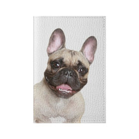 Обложка для паспорта матовая кожа с принтом Французский бульдог , натуральная матовая кожа | размер 19,3 х 13,7 см; прозрачные пластиковые крепления | Тематика изображения на принте: животное | порода | собака | французский бульдог
