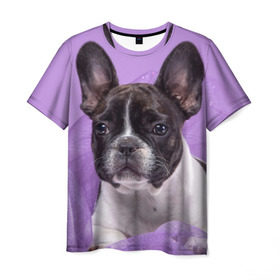 Мужская футболка 3D с принтом Французский бульдог , 100% полиэфир | прямой крой, круглый вырез горловины, длина до линии бедер | Тематика изображения на принте: животное | порода | собака | французский бульдог