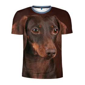 Мужская футболка 3D спортивная с принтом Такса , 100% полиэстер с улучшенными характеристиками | приталенный силуэт, круглая горловина, широкие плечи, сужается к линии бедра | животное | порода | собака | такса