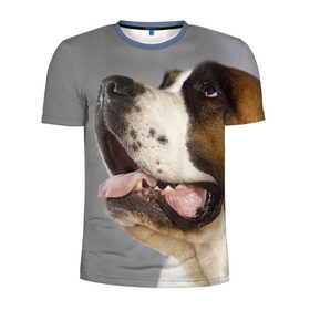 Мужская футболка 3D спортивная с принтом Сенбернар , 100% полиэстер с улучшенными характеристиками | приталенный силуэт, круглая горловина, широкие плечи, сужается к линии бедра | животное | порода | сенбернар | собака