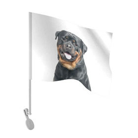 Флаг для автомобиля с принтом Ротвейлер , 100% полиэстер | Размер: 30*21 см | животное | порода | ротвейлер | собака