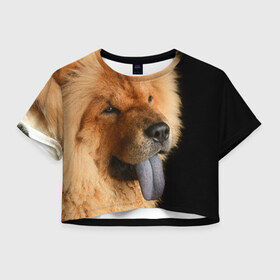 Женская футболка 3D укороченная с принтом Чау-чау , 100% полиэстер | круглая горловина, длина футболки до линии талии, рукава с отворотами | животное | порода | собака | чау чау