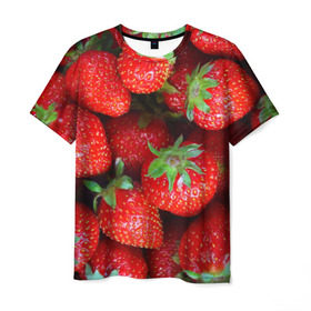 Мужская футболка 3D с принтом Клубничная , 100% полиэфир | прямой крой, круглый вырез горловины, длина до линии бедер | strawberry | vegan | vegetarian | веган | вегетарианство | йога | клубника | фитнес