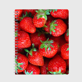 Тетрадь с принтом Клубничная , 100% бумага | 48 листов, плотность листов — 60 г/м2, плотность картонной обложки — 250 г/м2. Листы скреплены сбоку удобной пружинной спиралью. Уголки страниц и обложки скругленные. Цвет линий — светло-серый
 | strawberry | vegan | vegetarian | веган | вегетарианство | йога | клубника | фитнес