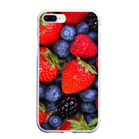 Чехол для iPhone 7Plus/8 Plus матовый с принтом Berries , Силикон | Область печати: задняя сторона чехла, без боковых панелей | strawberry | vegan | vegetarian | веган | вегетарианство | земляника | йога | клубника | фитнес | черника | ягода