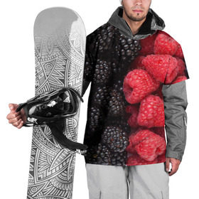 Накидка на куртку 3D с принтом Ягодная , 100% полиэстер |  | Тематика изображения на принте: strawberry | vegan | vegetarian | будизм | веган | вегетарианство | земляника | йога | клубника | клюква | фитнес | черника | ягода