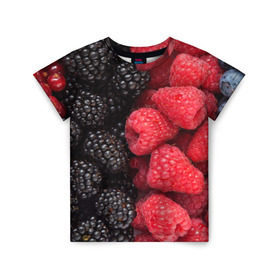 Детская футболка 3D с принтом Ягодная , 100% гипоаллергенный полиэфир | прямой крой, круглый вырез горловины, длина до линии бедер, чуть спущенное плечо, ткань немного тянется | strawberry | vegan | vegetarian | будизм | веган | вегетарианство | земляника | йога | клубника | клюква | фитнес | черника | ягода