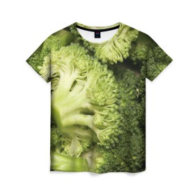 Женская футболка 3D с принтом Брокколи , 100% полиэфир ( синтетическое хлопкоподобное полотно) | прямой крой, круглый вырез горловины, длина до линии бедер | Тематика изображения на принте: vegan | vegetarian | брокколи | будизм | веган | вегетарианство | йога | сыроедение | фитнес