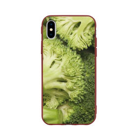Чехол для Apple iPhone X силиконовый матовый с принтом Брокколи , Силикон | Печать на задней стороне чехла, без боковой панели | vegan | vegetarian | брокколи | будизм | веган | вегетарианство | йога | сыроедение | фитнес