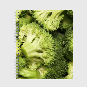 Тетрадь с принтом Брокколи , 100% бумага | 48 листов, плотность листов — 60 г/м2, плотность картонной обложки — 250 г/м2. Листы скреплены сбоку удобной пружинной спиралью. Уголки страниц и обложки скругленные. Цвет линий — светло-серый
 | vegan | vegetarian | брокколи | будизм | веган | вегетарианство | йога | сыроедение | фитнес