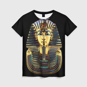 Женская футболка 3D с принтом Фараон Тутанхамон , 100% полиэфир ( синтетическое хлопкоподобное полотно) | прямой крой, круглый вырез горловины, длина до линии бедер | египет | тутанхамон | фараон | фараон тутанхамонмаска фараона