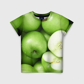 Детская футболка 3D с принтом Яблочная , 100% гипоаллергенный полиэфир | прямой крой, круглый вырез горловины, длина до линии бедер, чуть спущенное плечо, ткань немного тянется | вегетарианство | яблоко