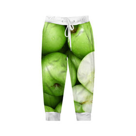 Детские брюки 3D с принтом Яблочная , 100% полиэстер | манжеты по низу, эластичный пояс регулируется шнурком, по бокам два кармана без застежек, внутренняя часть кармана из мелкой сетки | вегетарианство | яблоко