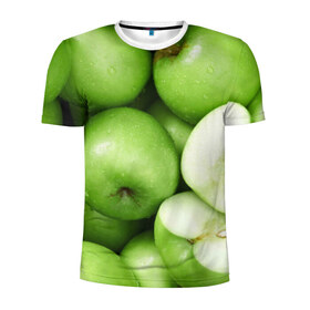 Мужская футболка 3D спортивная с принтом Яблочная , 100% полиэстер с улучшенными характеристиками | приталенный силуэт, круглая горловина, широкие плечи, сужается к линии бедра | вегетарианство | яблоко