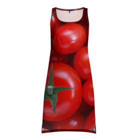 Платье-майка 3D с принтом Томатная , 100% полиэстер | полуприлегающий силуэт, широкие бретели, круглый вырез горловины, удлиненный подол сзади. | tomato | vegan | vegetarian | будизм | веган | вегетарианство | йога | помидор | сыроедение | томат | фитнес | ягода