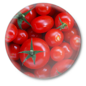 Значок с принтом Томатная ,  металл | круглая форма, металлическая застежка в виде булавки | tomato | vegan | vegetarian | будизм | веган | вегетарианство | йога | помидор | сыроедение | томат | фитнес | ягода