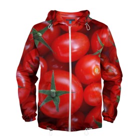 Мужская ветровка 3D с принтом Томатная , 100% полиэстер | подол и капюшон оформлены резинкой с фиксаторами, два кармана без застежек по бокам, один потайной карман на груди | Тематика изображения на принте: tomato | vegan | vegetarian | будизм | веган | вегетарианство | йога | помидор | сыроедение | томат | фитнес | ягода