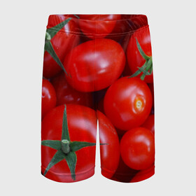 Детские спортивные шорты 3D с принтом Томатная ,  100% полиэстер
 | пояс оформлен широкой мягкой резинкой, ткань тянется
 | tomato | vegan | vegetarian | будизм | веган | вегетарианство | йога | помидор | сыроедение | томат | фитнес | ягода