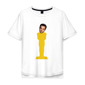 Мужская футболка хлопок Oversize с принтом Oscar Dicaprio , 100% хлопок | свободный крой, круглый ворот, “спинка” длиннее передней части | dicaprio | leo | oscar | дикаприо | леонардо | оскар