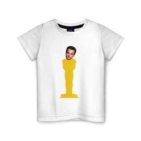 Детская футболка хлопок с принтом Oscar Dicaprio , 100% хлопок | круглый вырез горловины, полуприлегающий силуэт, длина до линии бедер | dicaprio | leo | oscar | дикаприо | леонардо | оскар