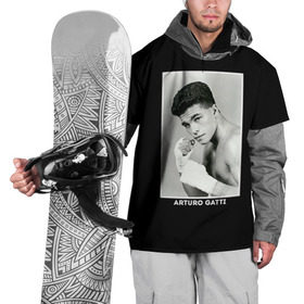 Накидка на куртку 3D с принтом Артуро Гатти чб , 100% полиэстер |  | boxing | артур гатти | артуро | артуро гатти | бокс | боксер | гатти | спорт