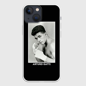 Чехол для iPhone 13 mini с принтом Артуро Гатти чб ,  |  | Тематика изображения на принте: boxing | артур гатти | артуро | артуро гатти | бокс | боксер | гатти | спорт