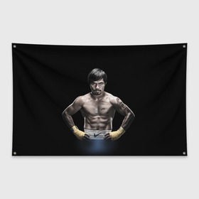 Флаг-баннер с принтом Мэнни Пакьяо , 100% полиэстер | размер 67 х 109 см, плотность ткани — 95 г/м2; по краям флага есть четыре люверса для крепления | boxing | бокс | боксер | мэнни | мэнни пакьяо | пакьяо | спорт | чемпион мира
