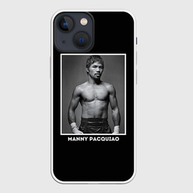 Чехол для iPhone 13 mini с принтом Мэнни Пакьяо чб ,  |  | Тематика изображения на принте: boxing | бокс | боксер | мэнни | мэнни пакьяо | пакьяо | спорт | чемпион мира