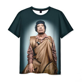 Мужская футболка 3D с принтом Каддафи 1 , 100% полиэфир | прямой крой, круглый вырез горловины, длина до линии бедер | каддафи | муаммар каддафи | революция