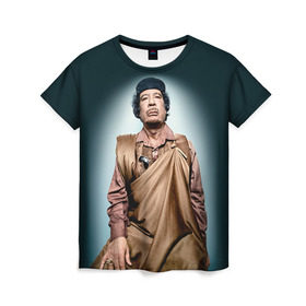 Женская футболка 3D с принтом Каддафи 1 , 100% полиэфир ( синтетическое хлопкоподобное полотно) | прямой крой, круглый вырез горловины, длина до линии бедер | каддафи | муаммар каддафи | революция